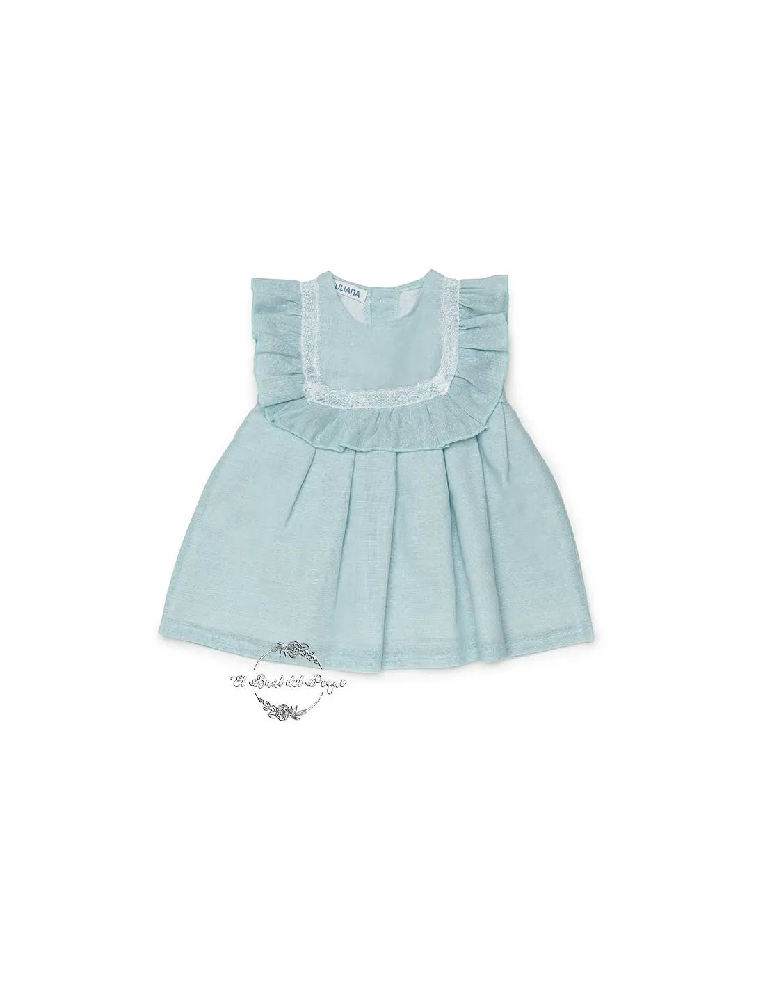 Vestido Bebé Niña Verde Agua Puntilla Juliana Familia Altea