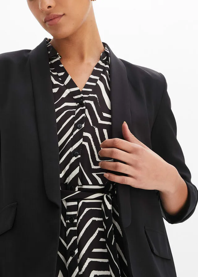 VESTIDO CAMISERO ANTRACITACREMA CON ESTAMPADO GRáFICO