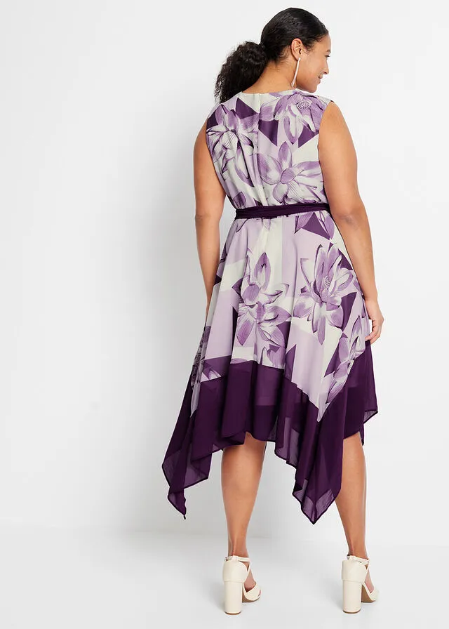 Vestido con estampado de flores lila oscuro con flores