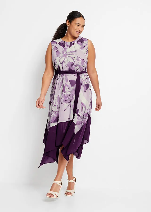 Vestido con estampado de flores lila oscuro con flores