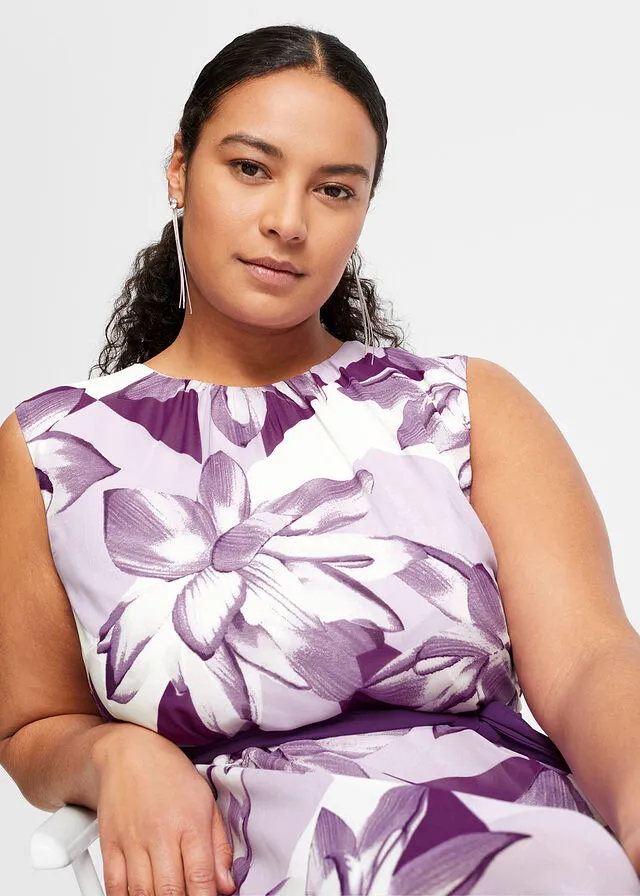 Vestido con estampado de flores lila oscuro con flores
