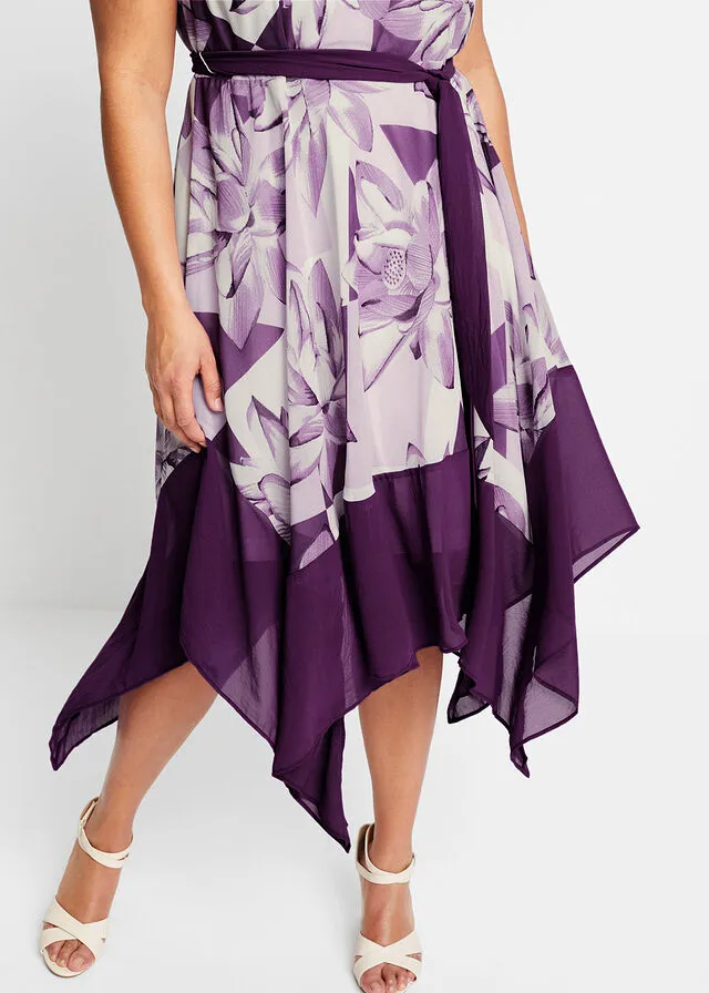 Vestido con estampado de flores lila oscuro con flores