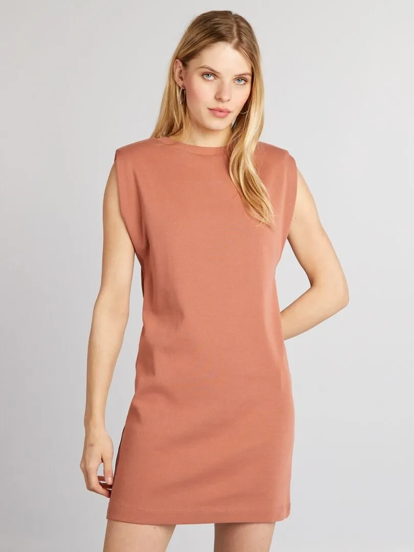 VESTIDO CORTO DE CANALé SIN MANGAS  ROSA