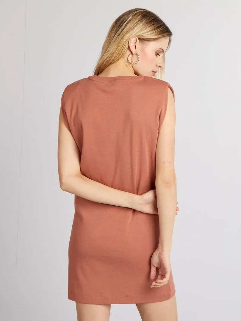 VESTIDO CORTO DE CANALé SIN MANGAS  ROSA