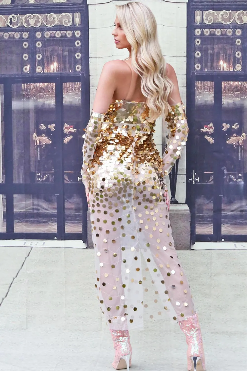 Vestido de noche largo con pedrería