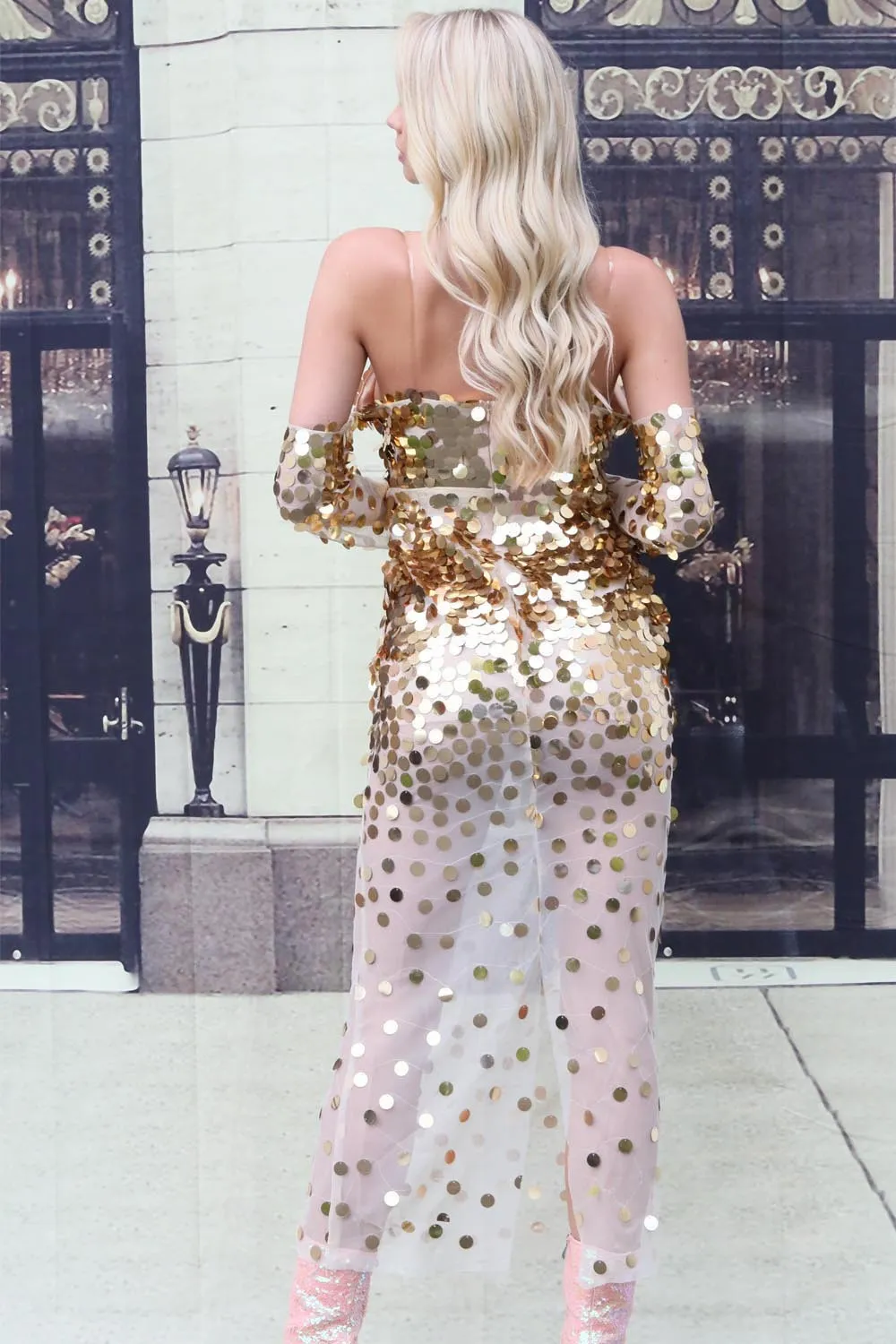 Vestido de noche largo con pedrería