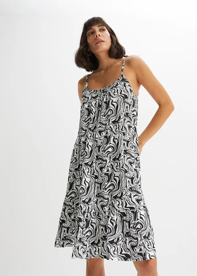 VESTIDO DE PUNTO DE VISCOSA SOSTENIBLE BLANCONEGRO ESTAMPADO