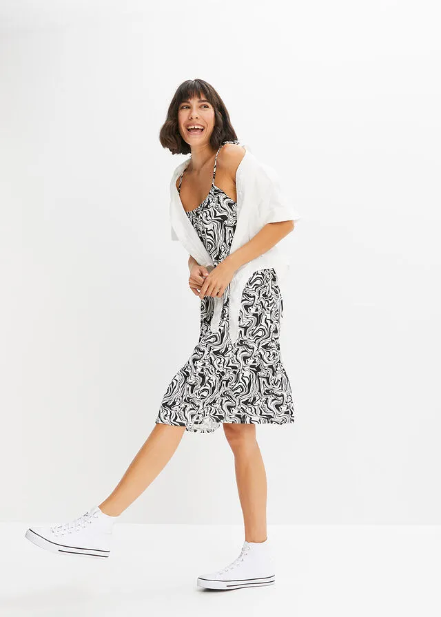 VESTIDO DE PUNTO DE VISCOSA SOSTENIBLE BLANCONEGRO ESTAMPADO