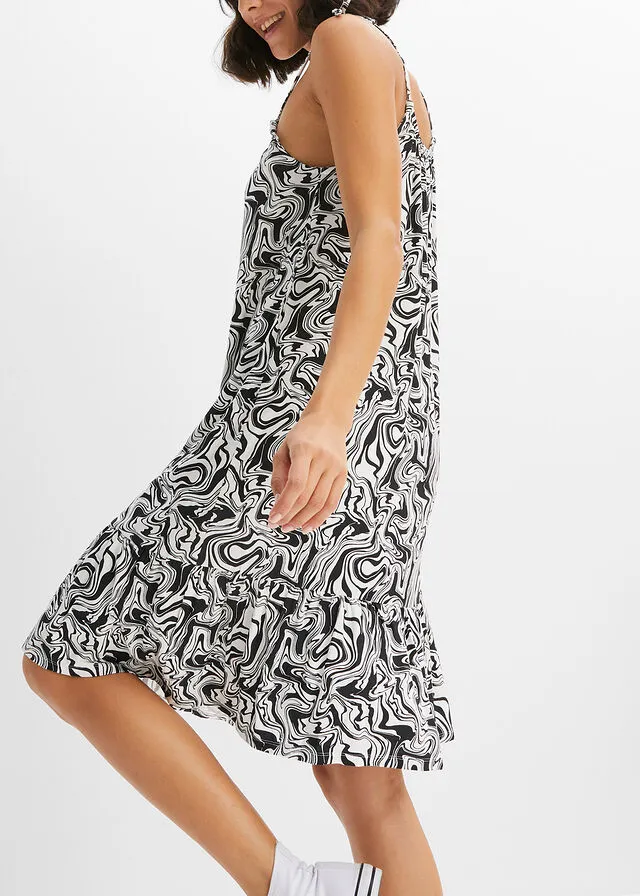 VESTIDO DE PUNTO DE VISCOSA SOSTENIBLE BLANCONEGRO ESTAMPADO