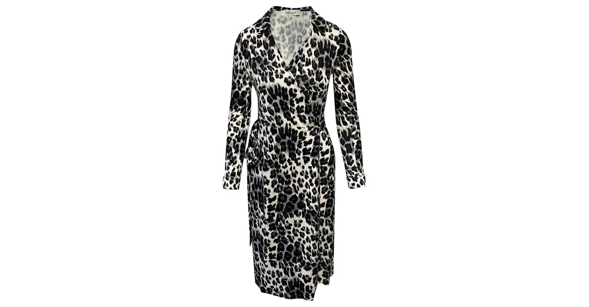 Vestido de viscosa multicolor con estampado de leopardo de Diane Von Furstenberg Impresión de pitón 
