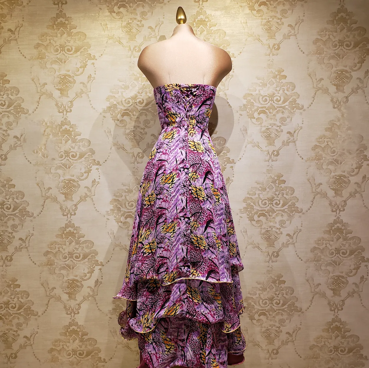 Vestido Fiusha Largo con Estampado Rosa