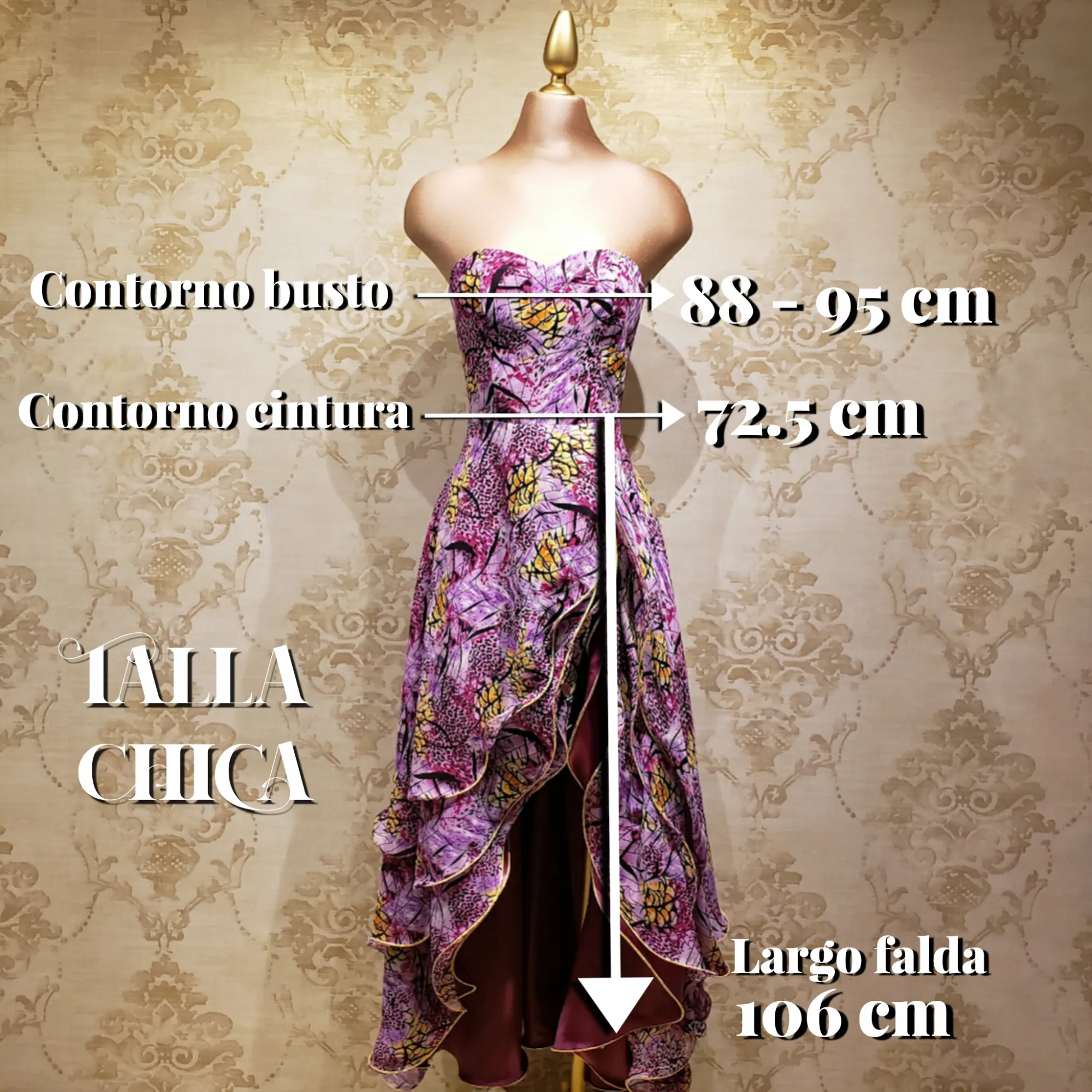 Vestido Fiusha Largo con Estampado Rosa