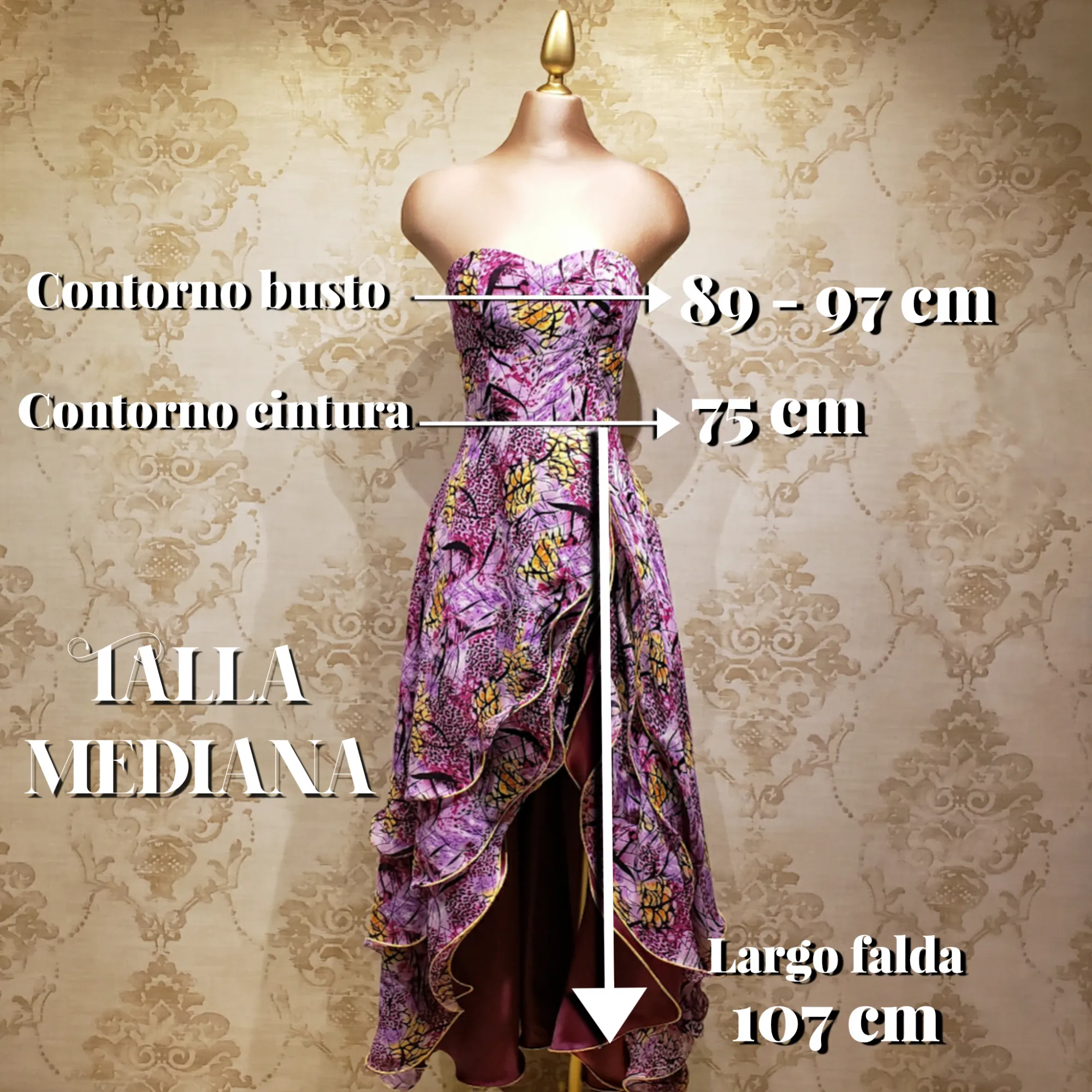 Vestido Fiusha Largo con Estampado Rosa