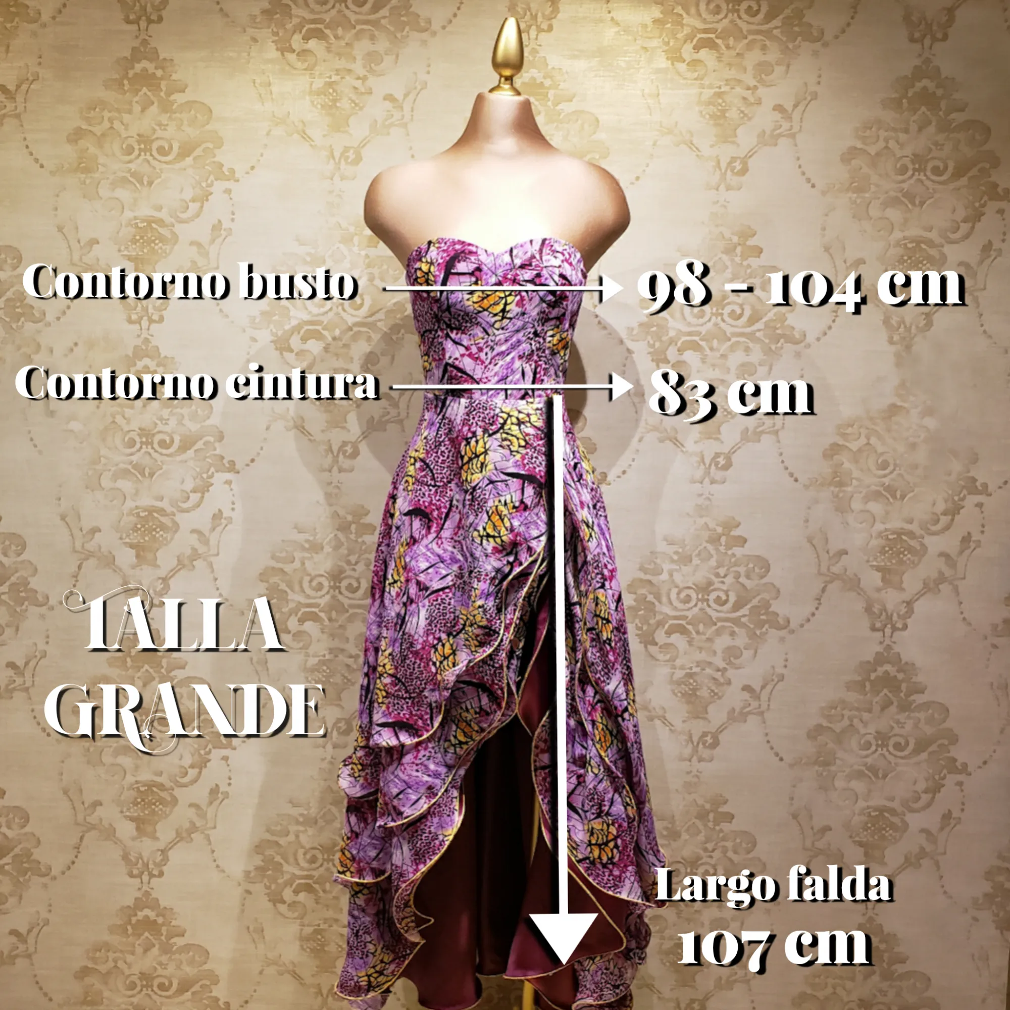 Vestido Fiusha Largo con Estampado Rosa