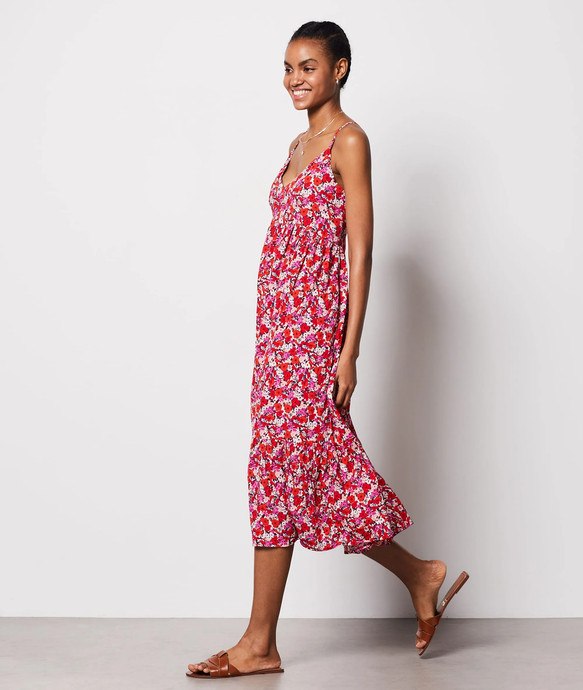VESTIDO LARGO ESTAMPADO FLORAL BRIGITTE MULTICOLORE  ETAM
