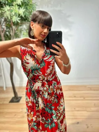 Vestido Lazada Estampado MONZANE Rojo