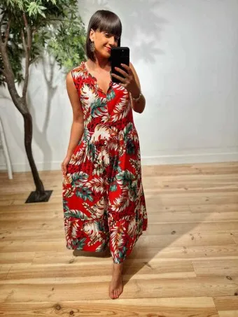 Vestido Lazada Estampado MONZANE Rojo