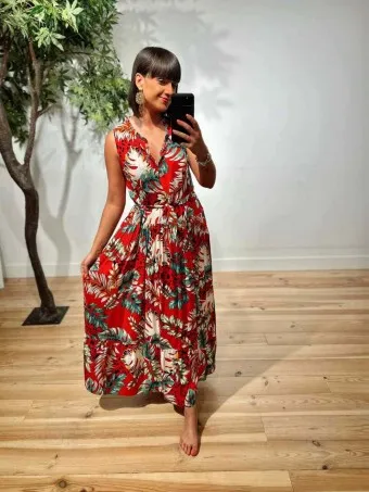 Vestido Lazada Estampado MONZANE Rojo