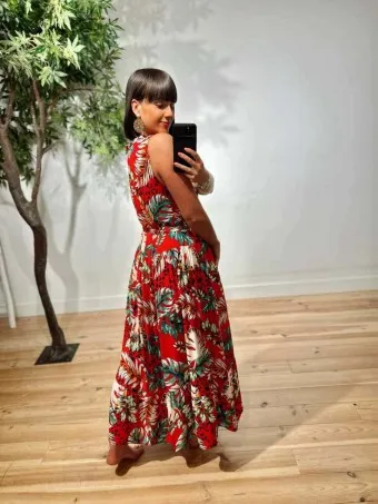 Vestido Lazada Estampado MONZANE Rojo