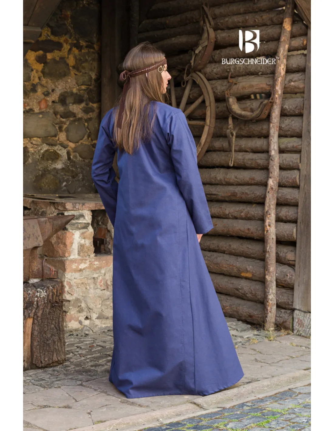 Vestido medieval largo modelo Rus Marzena, Azul oscuro