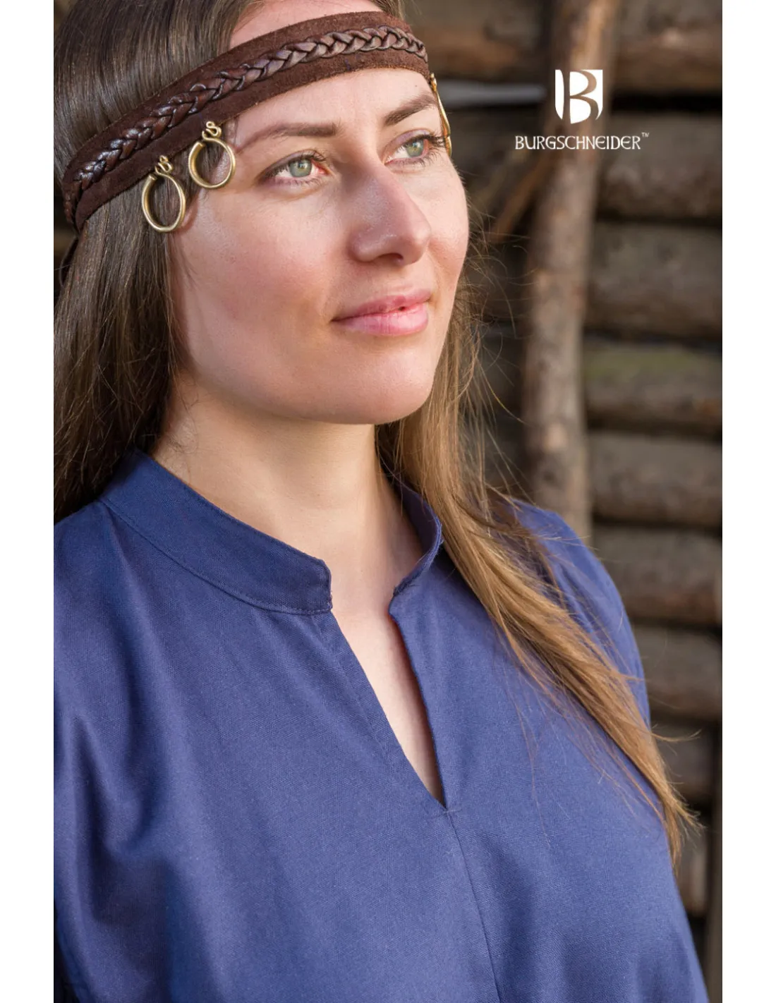 Vestido medieval largo modelo Rus Marzena, Azul oscuro