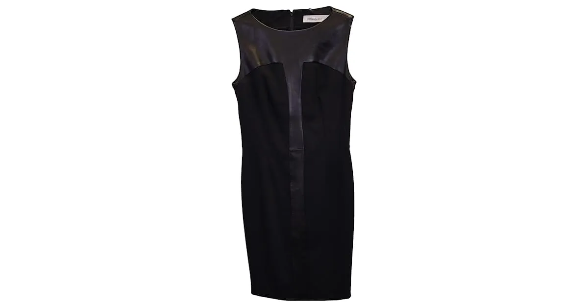 Vestido midi Yves Saint Laurent en cuero negro 