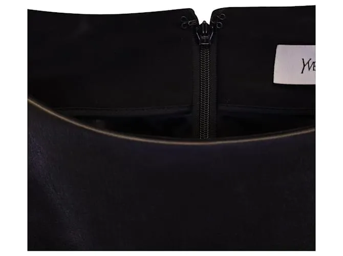 Vestido midi Yves Saint Laurent en cuero negro 