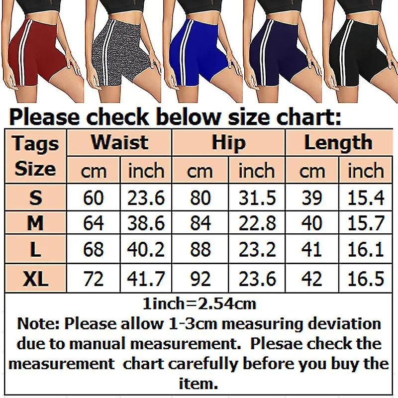 Women's High Waist Gym Shorts Striped Leggings Sports Yoga Pants