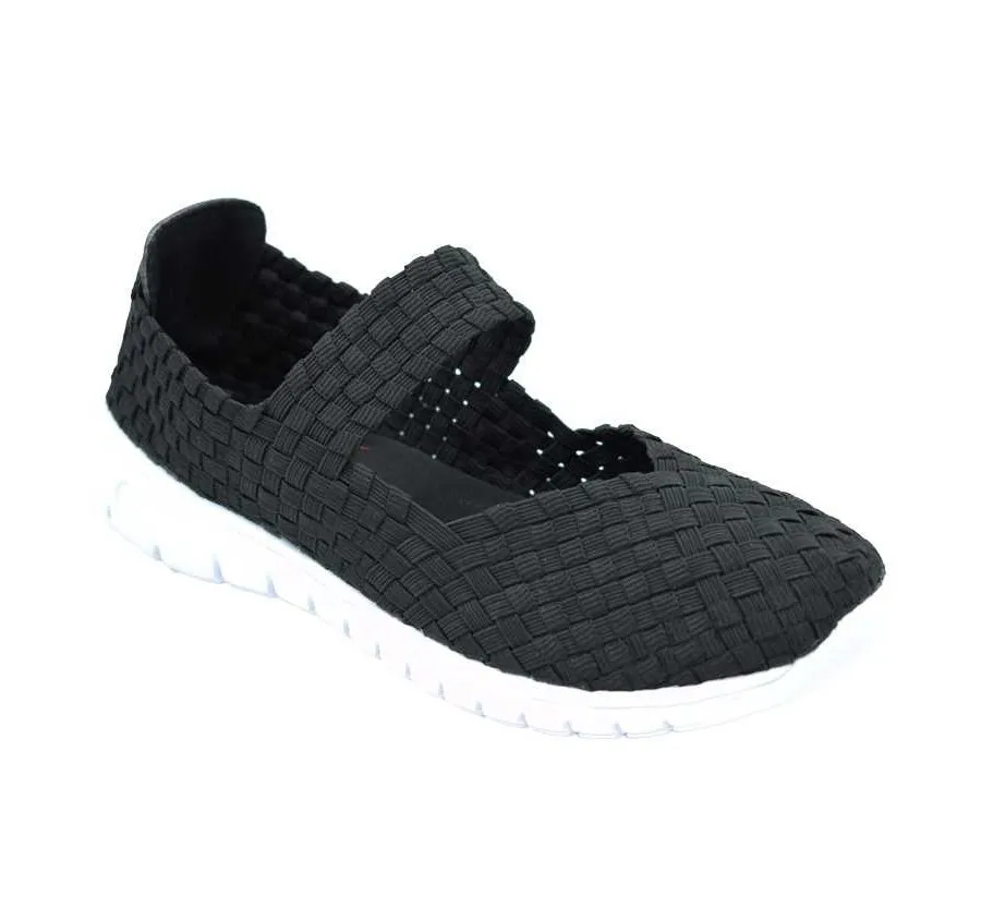 ZAPATILLA DEPORTIVA MUJER VELCRO REJILLA NEGRO PLANTILLA MEMORY SPONGE
