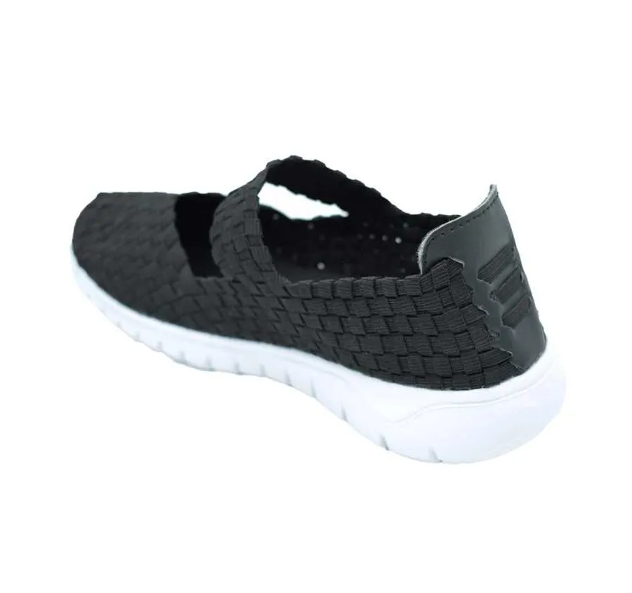 ZAPATILLA DEPORTIVA MUJER VELCRO REJILLA NEGRO PLANTILLA MEMORY SPONGE