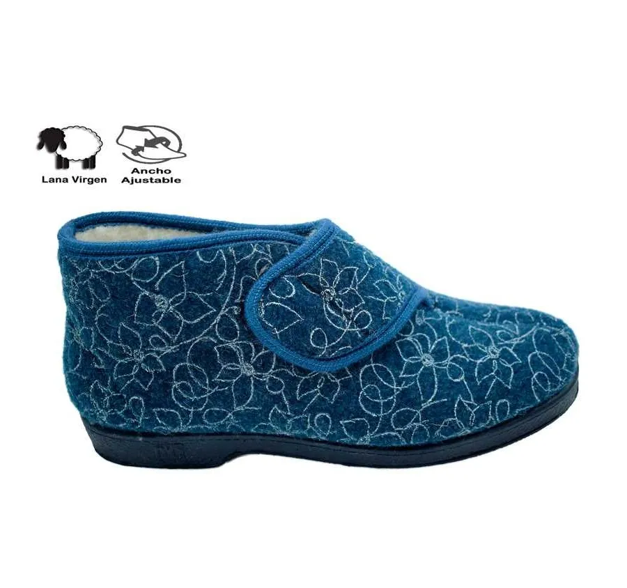 ZAPATILLA DOCTOR CUTILLAS VELCRO PANTUFLA FLORES MARINO FORRO LANA