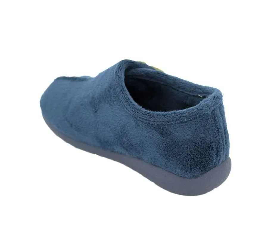 ZAPATILLA GARZÓN DE CASA CÓMODA VELCRO SUATEX MARINO BORDADO DRAGÓN