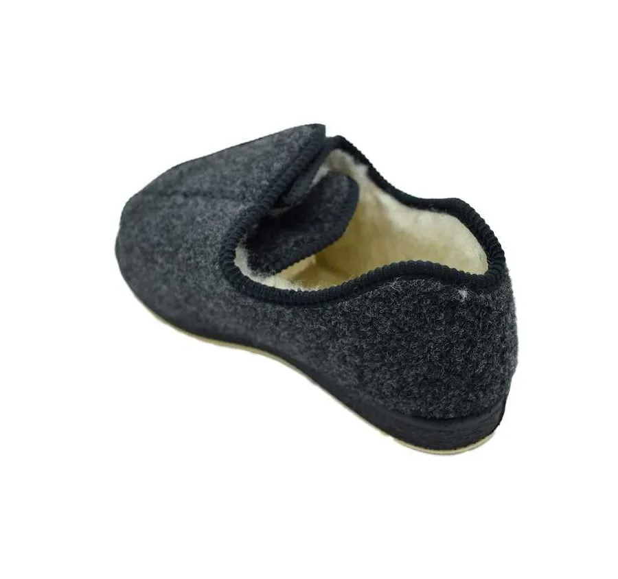 ZAPATILLA LA CADENA 64426 ANATOMICA PIES DELICADOS VELCRO FORRO LANA VIRGEN GRIS 26626