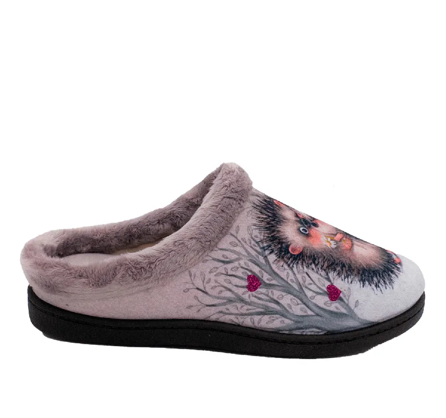 ZAPATILLA ROAL R12213 PLANTILLA PLUMAFLEX DE CASA CÓMODA PARA MUJER TEXTIL ROSA PANTUFLA ADORNO SERIGRAFÍA ERIZOS 27937