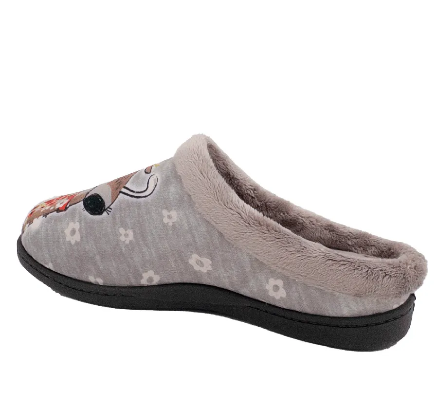ZAPATILLA ROAL R12213 PLANTILLA PLUMAFLEX DE CASA CÓMODA PARA MUJER TEXTIL ROSA PANTUFLA ADORNO SERIGRAFÍA ERIZOS 27937