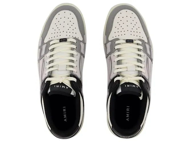 ZAPATILLAS BAJAS SKEL TOP BICOLOR  AMIRI  CUERO  NEGRO/BLANCO/GRIS 
