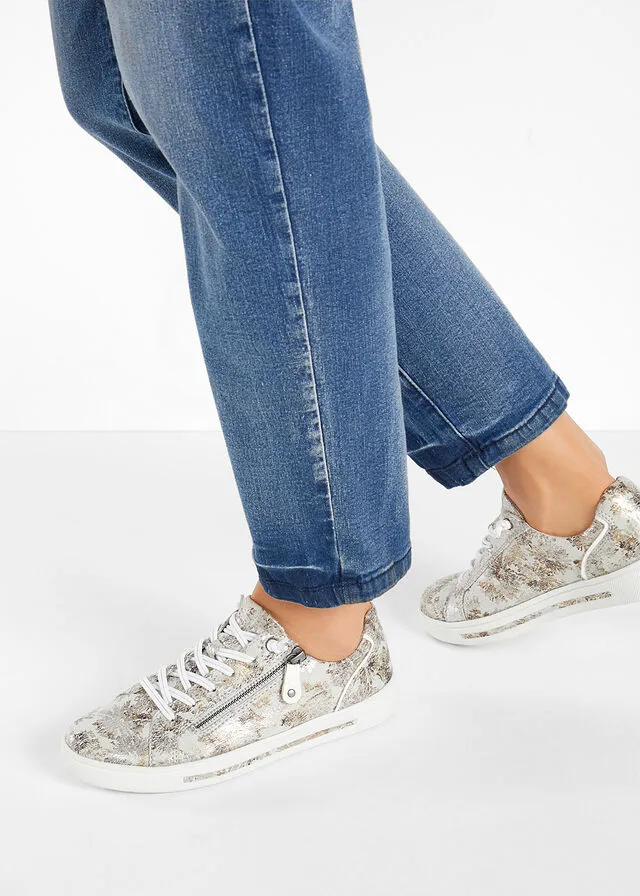 Zapatillas Jana con ancho cómodo Gris con estampado de flores