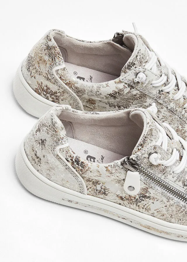 Zapatillas Jana con ancho cómodo Gris con estampado de flores