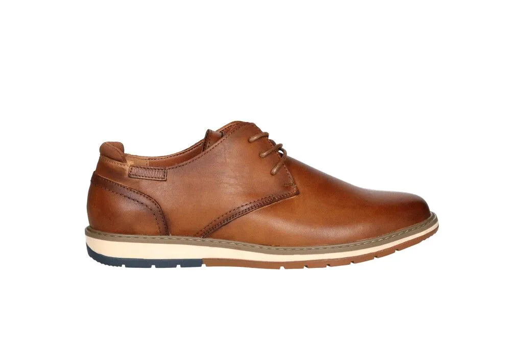 Zapato Cordon Piel Cuero Piso Goma Filo Suela Talon Azul