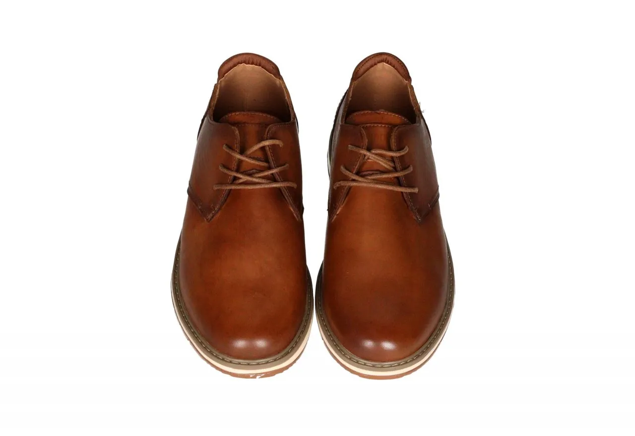 Zapato Cordon Piel Cuero Piso Goma Filo Suela Talon Azul