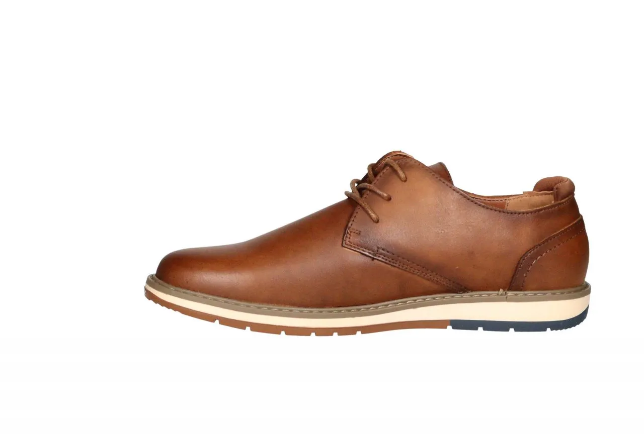 Zapato Cordon Piel Cuero Piso Goma Filo Suela Talon Azul