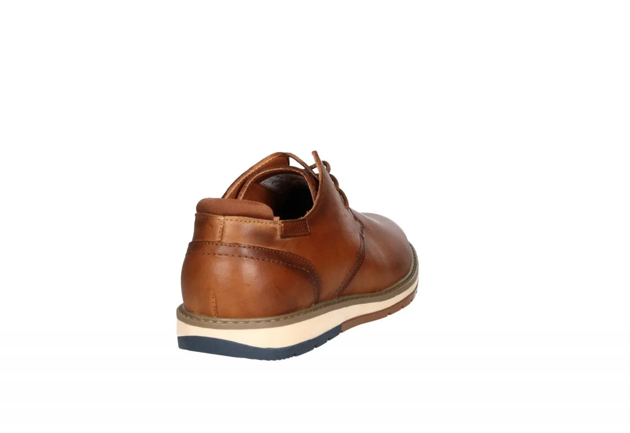 Zapato Cordon Piel Cuero Piso Goma Filo Suela Talon Azul