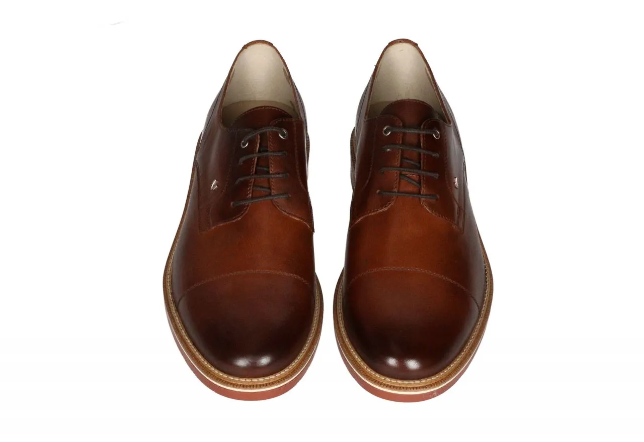 Zapato Cordon Piel Cuero Punta Cortada Piso Goma