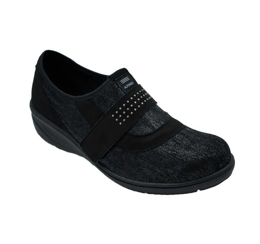 ZAPATO ELÁSTICO Y VELCRO LICRA STRETCH NEGRO PLANTILLA EXTRAÍBLE