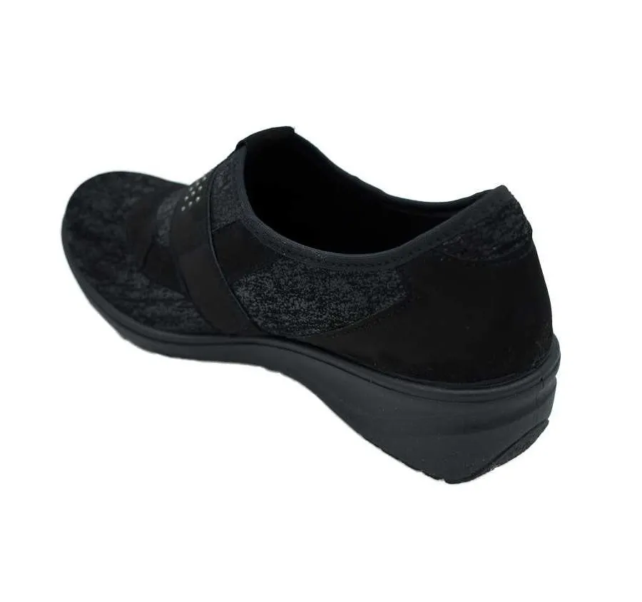 ZAPATO ELÁSTICO Y VELCRO LICRA STRETCH NEGRO PLANTILLA EXTRAÍBLE