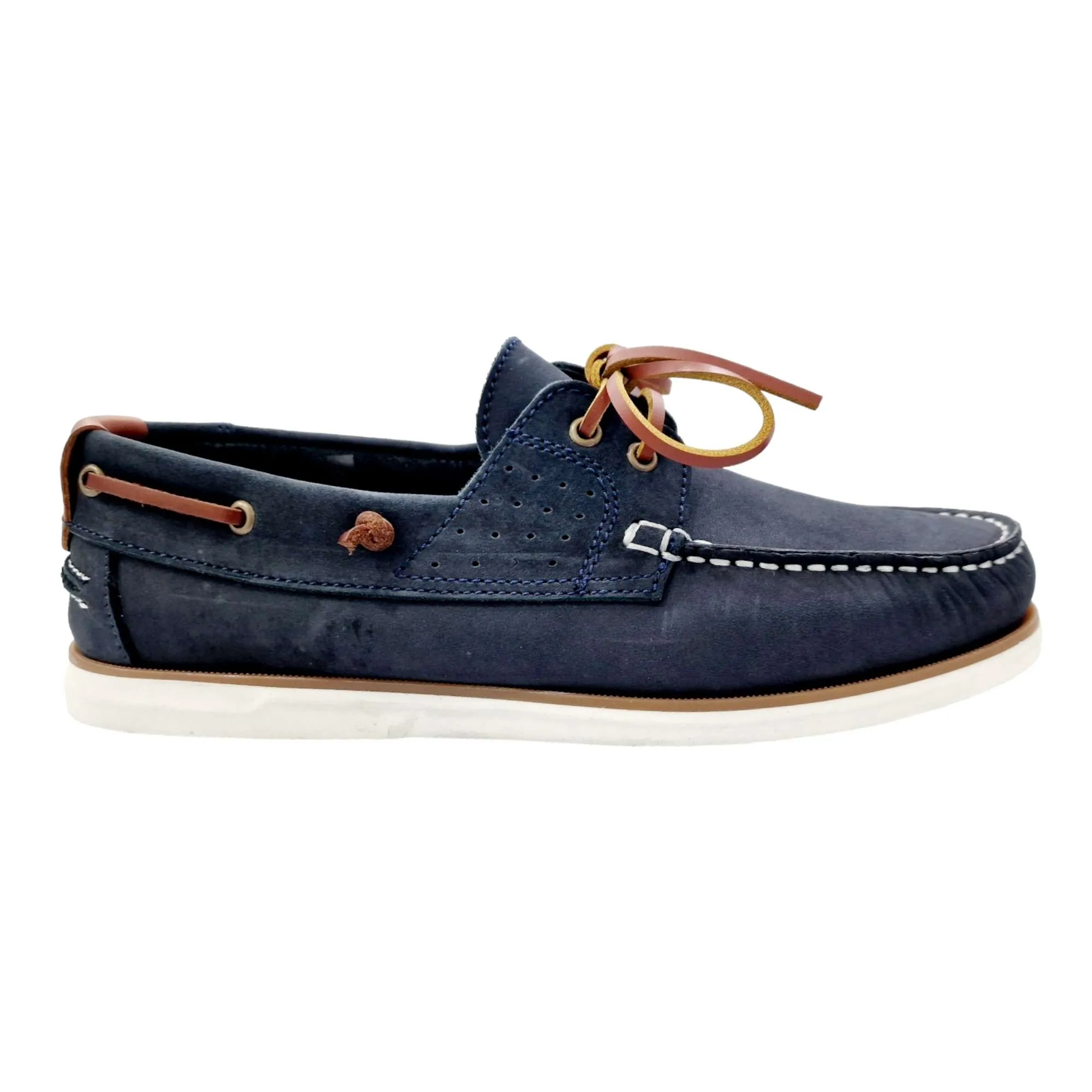 ZAPATOS NAUTICOS HOMBRE CLÁSICO PIEL NOBUCK MARINO MARINO