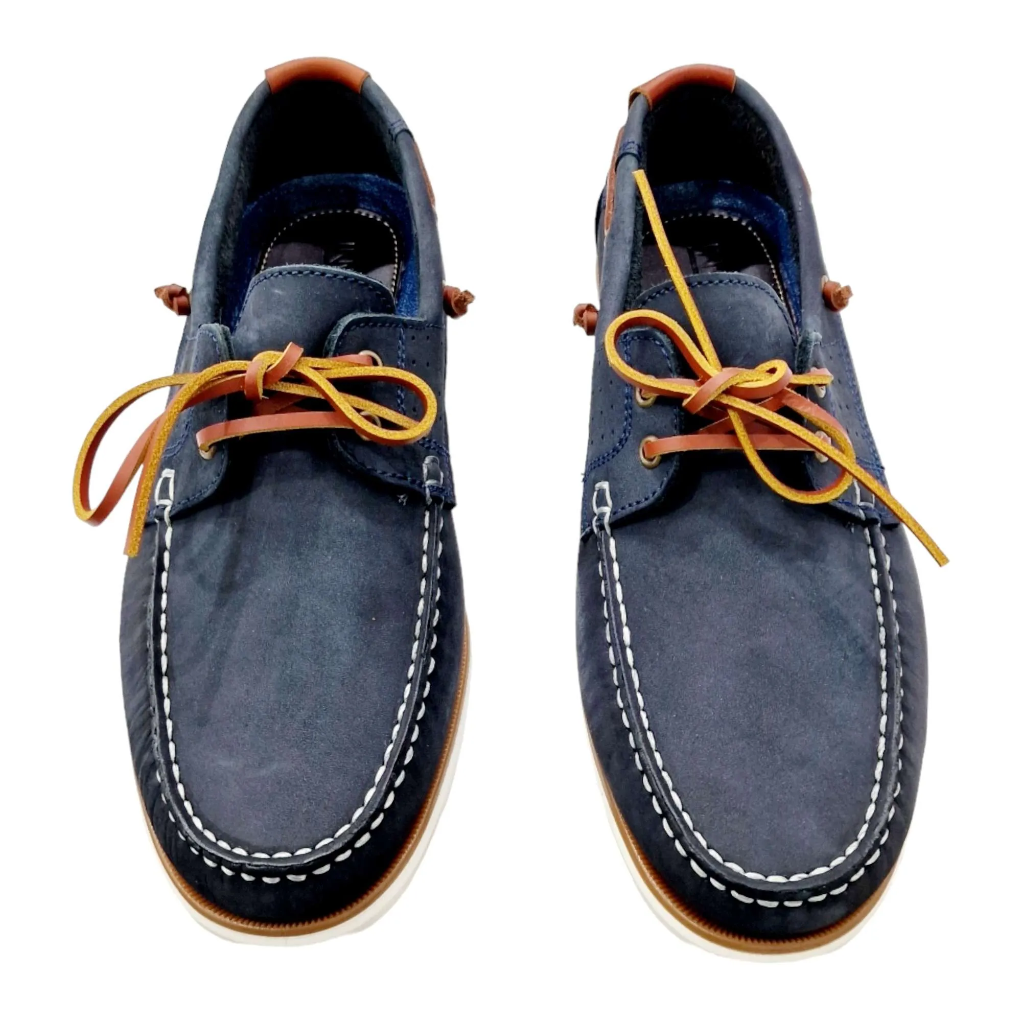 ZAPATOS NAUTICOS HOMBRE CLÁSICO PIEL NOBUCK MARINO MARINO