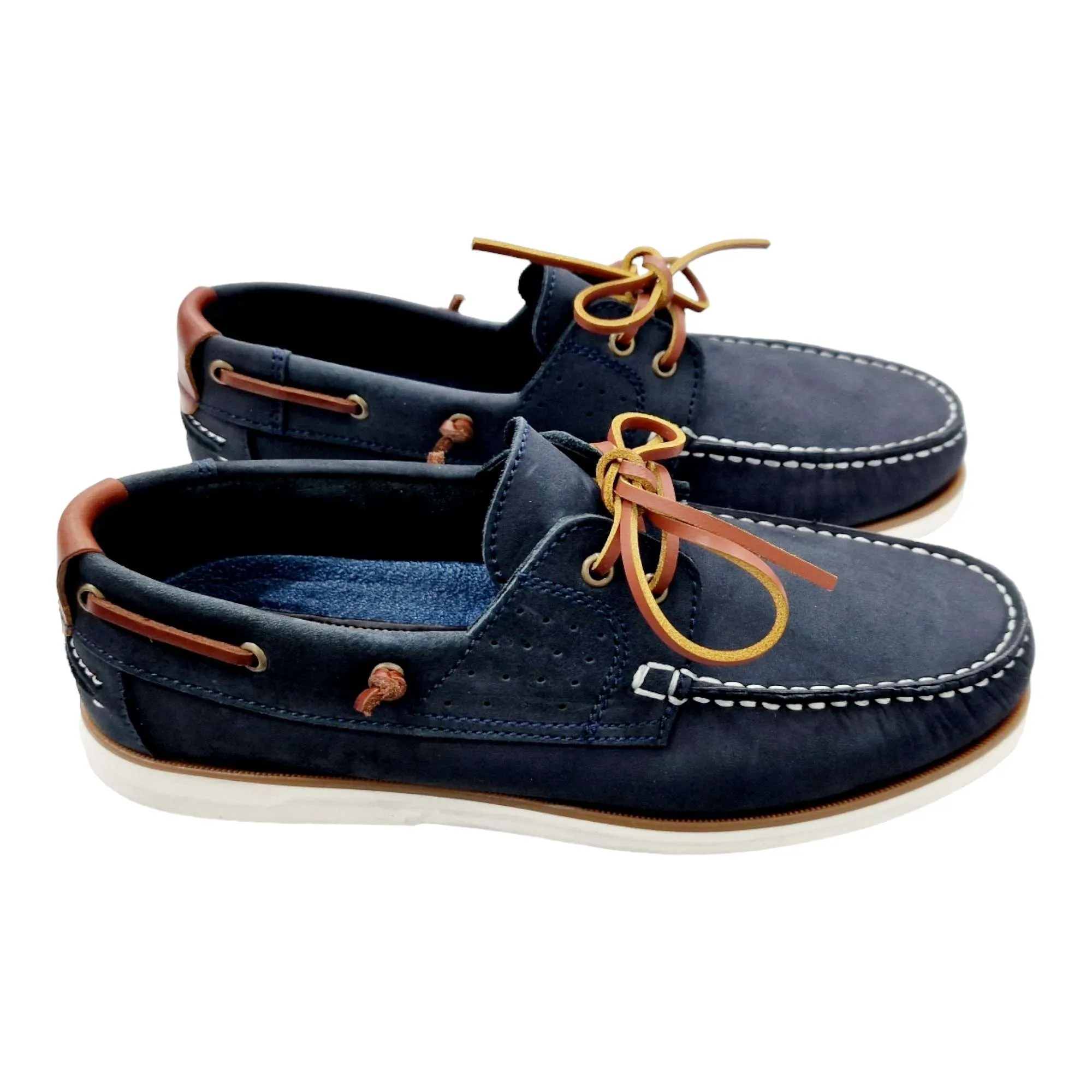 ZAPATOS NAUTICOS HOMBRE CLÁSICO PIEL NOBUCK MARINO MARINO