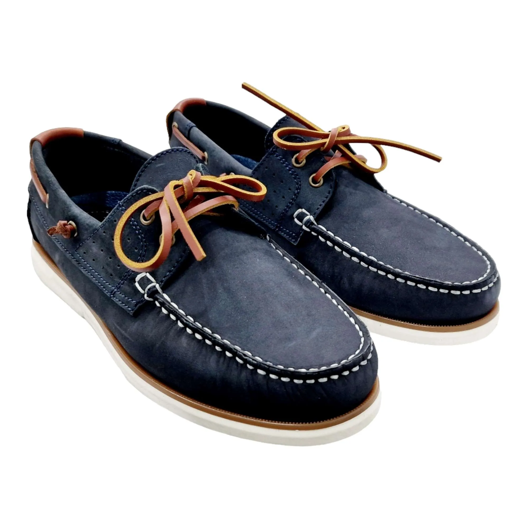 ZAPATOS NAUTICOS HOMBRE CLÁSICO PIEL NOBUCK MARINO MARINO