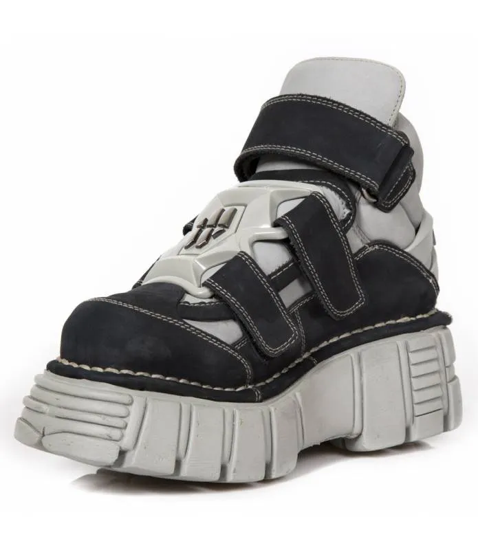 ZAPATOS PIEL NUBUCK GRIS CIERRE VELCRO NEW ROCK ORIGINAL 285S23
